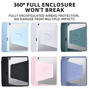 Étui pour tablette en cuir PU magnétique à rotation 360 degrés, couverture intégrale, fente pour stylo, acrylique transparent PC avec étui en TPU pour <span class=keywords><strong>iPad</strong></span> 10.9, <span class=keywords><strong>pochette</strong></span> rabattable - Product Image 6
