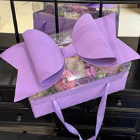 Boîte à gâteau pour la Saint-Valentin avec nœud rouge, emballage transparent en PVC pour fruits, papier cadeau gaufré et estampé pour gâteaux et cadeaux