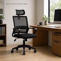 Chaise de bureau ergonomique à dossier haut en maille avec appui-tête, pivotante, pour postes de travail du personnel