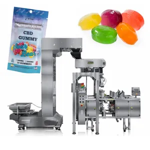 Gummy automática Máquinas de Embalagem Dos Doces Macios Da Geléia de Frutas Mastiga Doces Máquina de Embalagem Pouch Doypack Stand Up Fundo Plano