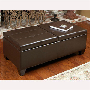 Frank Furniture Leather Coffee Table <strong>Storage</strong> Bench White Ottoman <strong>Seat</strong> - Product Image 4