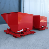 Bac à déchets auto-vidant en acier renforcé - Ouverture par le bas - Décharge - Capacité de 1 à 10 m3 - Épaisseur de 3 à 10 mm - Pour usine de fabrication