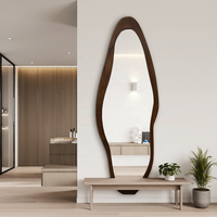 Miroir mural vintage irrégulier en bois, miroir de salle de bain et miroir décoratif, miroir argenté HD