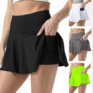 Jupe de tennis taille haute personnalisée pour femme avec poches et short intégré, en polyester/coton, séchage rapide, pour la course et le yoga, toutes saisons, taille XL - Product Image 1