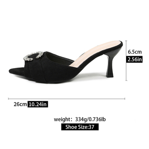 Nouvelles pantoufles de luxe sexy pour <span class=keywords><strong>femme</strong></span> à talons hauts, bout pointu, en forme de C, avec strass artificiels, double couche supérieure, talon fin A-SH-053 - Product Image 3