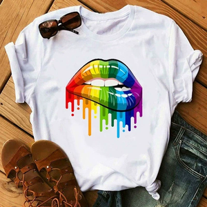 <span class=keywords><strong>Camiseta</strong></span> Oversize de Verano para <span class=keywords><strong>Mujer</strong></span>, Transpirable, de Poliéster, con Diseño de Labios Arcoíris 'Love Is Love', Orgullo <span class=keywords><strong>LGBT</strong></span> Gay Lésbico, Personalizable al por Mayor - Product Image 2