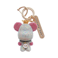 Nouveau porte-clés Ours incrusté de diamants, porte-clés de voiture avec plaque de numéro, Ours Violent en diamant, pour sac cadeau