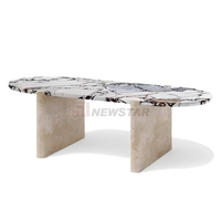 Table de salle à manger de style simple moderne à prix d'usine Table de salle à manger en marbre pierre naturelle blanche éléphant bleu Calacatta