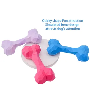 Mainan hewan peliharaan karet tulang kunyah tumbuh gigi mainan anjing interaktif untuk mengunyah bola mainan dan pembersihan gigi tulang