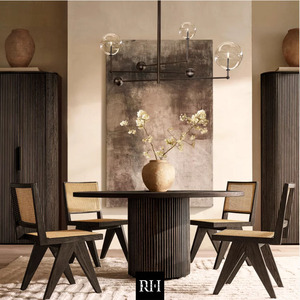 BYRON ROUND Dining <b>Table</b> RH Style furniture <b>Solid</b> <b>Wood</b> Dining <b>Table</b> - Modern Indoor Furniture for Kitchen & Living Room - Product Image 6