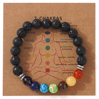 Go2boho Bracelet en pierre de lave à 7 chakras, Bracelet perlé de guérison énergétique en pierres précieuses naturelles pour la méditation et l'équilibre du yoga