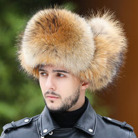 Sombrero Ushanka ruso de piel Real para hombre, moda de invierno, bombardero para exteriores, sombrero de esquí, sombrero de soldado estilo aviador