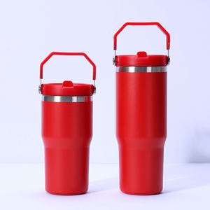 Double Wall Insulated Car Grip Handle Tumbler 20oz 30oz <b>Mug</b> Lid Straw Anti-Slip for Office Home Daily - Product Image 5