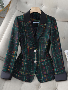 2026 Green Woven Anti-Wrinkle <strong>Blazer</strong> <strong>Women's</strong> High-End Casual Suit <strong>Coat</strong> Autumn Winter Goddess Fan <strong>Large</strong> Size New High-Temperament - Product Image 4