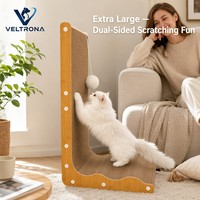Griffoir pour chat en forme de L XL en carton ondulé avec boule de laine, mobilier pour chat d'intérieur