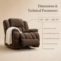 Fauteuil inclinable marron à siège unique avec repose-pieds extensible en tissu texturé pour salon – Vente en gros, directement de l'usine