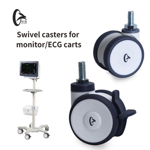 Roda Stem 50mm 65mm 75mm M8 M10 M12, Dukungan Kustom untuk Perangkat Medis, Roda Caster Troli ECG untuk Troli Monitor Pasien - Product Image 3