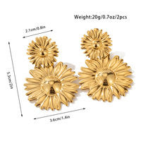 Anting-anting mewah bunga matahari lainnya, anting-anting baja tahan karat Anti noda, perhiasan trendi, anting-anting bunga 18k untuk wanita