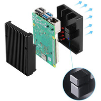 Raspberry Pi 4B Caja de aleación de aluminio Caja protectora de metal Caja de carcasa de enfriamiento pasivo Caja de metal de calor para Raspberry Pi