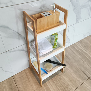 <span class=keywords><strong>Etagere</strong></span> De Rangement personnalisé, étagère d'échelle, étagères De Rangement en bois, étagères De salle De bain en bambou écologique avec boîte <span class=keywords><strong>blanche</strong></span> - Product Image 5