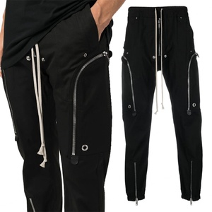 Pantalon cargo en coton de haute qualité pour homme, coupe slim, entrejambe bas, multi-zippé, multi-poches, style vintage, pour les loisirs - Product Image 1