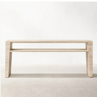 Table de Console en marbre naturel de créateur, Design minimaliste italien travertin wabi-sabi décoration de la maison Table de porche