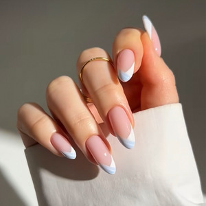 Lot de 24 faux ongles en acrylique à presser, style français romantique, pour rendez-vous et soirées - Product Image 1