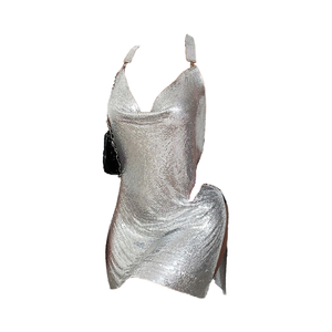 Personalizado de moda de alta costura de lujo al por mayor de las mujeres de una pieza vestido Sexy espalda descubierta Club Party lentejuelas Casual transpirable servicio OEM - Product Image 4