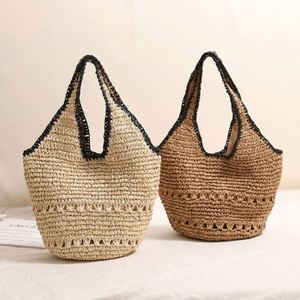 2025 Summer New Arrival <b>Large</b> Capacity Women's Casual Woven Straw <b>Bag</b> Vintage Fashion <b>Shoulder</b> <b>Bag</b> with Open Closure - Product Image 1