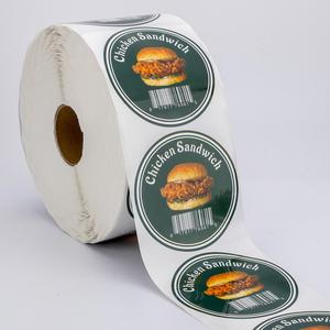 Etiqueta Redonda Autoadhesiva para Sándwich de Pollo, Resistente al Agua y al Calor, Ecológica, con Código de Barras para Empaquetado de Alimentos - Product Image 5