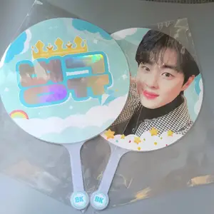 Kpop Doorzichtige Piket Handfans K-Pop Jezelf Op Maat Gemaakte Handventilatoren Rond Plastic Ventilatorpiket