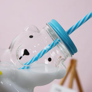 <span class=keywords><strong>Bear</strong></span> Animal Design Estilo Coreano Copo De Vidro Copo De Leite Reutilizável Portátil Screw-On Lid Máquina de Lavar Louça Microondas Seguro para Presente De Férias - Product Image 5