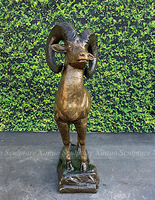 Sculpture de mouton de montagne-Statue réaliste de bélier à grande corne pour la décoration de la maison et du bureau
