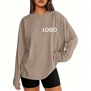 Felpe <span class=keywords><strong>Oversize</strong></span> da Donna a Maniche Lunghe, Top Basici con Spalle Cadenti, Pullover Casual Personalizzabile per Allenamento Autunnale - Product Image 1