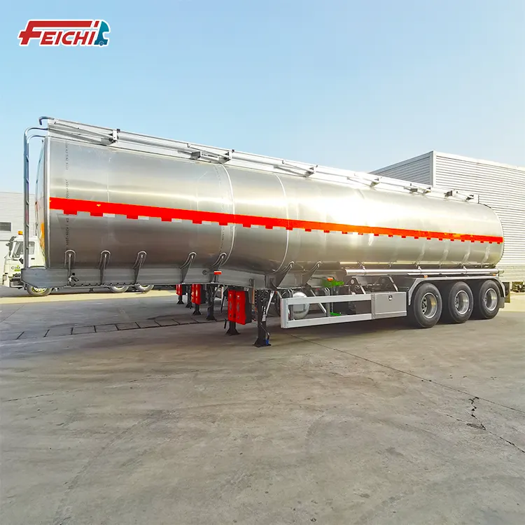 3 धुरा एल्यूमीनियम मिश्र धातु तेल पेट्रोल टैंकर अर्द्ध ट्रेलर नया प्रयोग किया ईंधन टैंक ट्रेलर