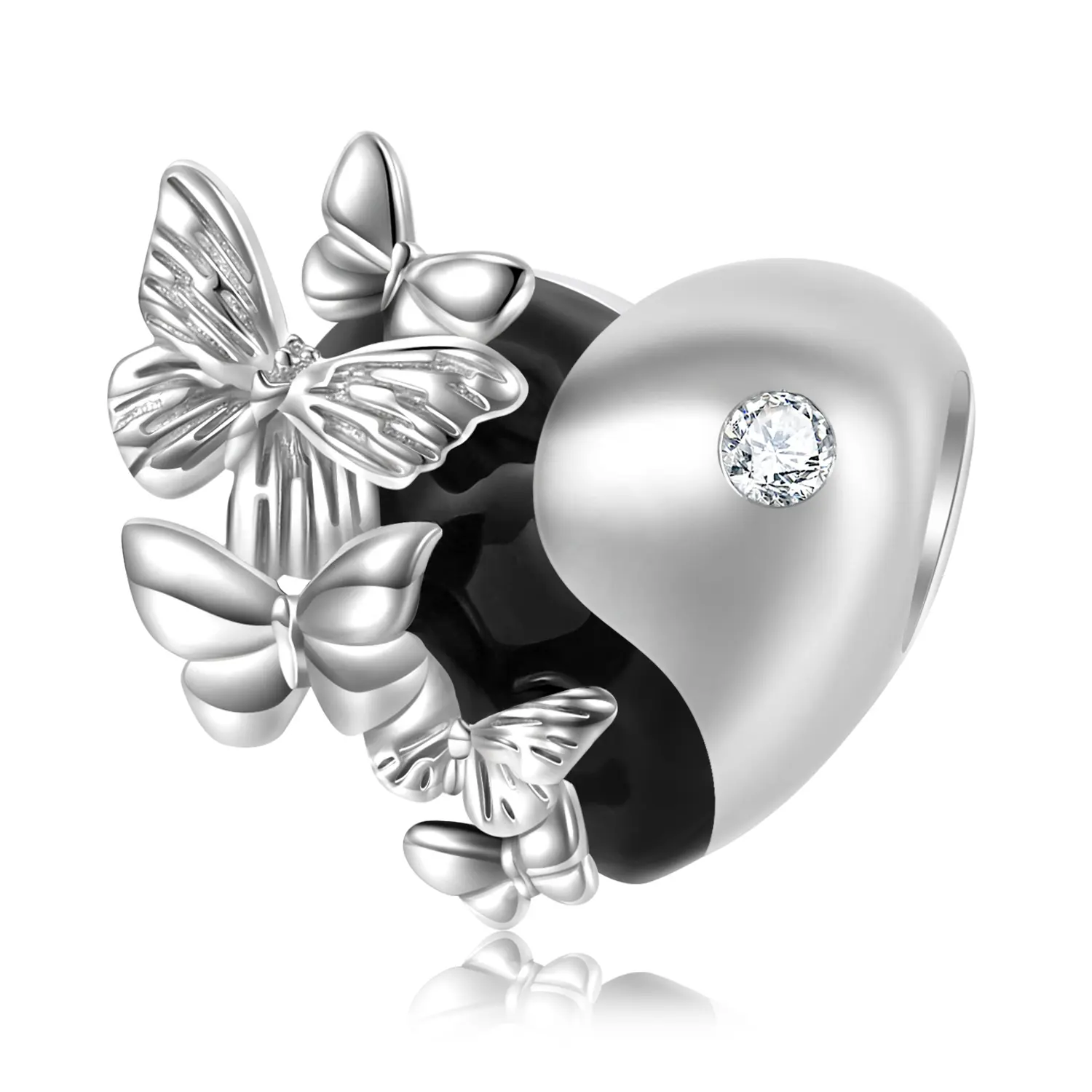 Refined Heart Charm Real 925 Sterling Silver Butterfly Pattern Beads For Amazon Women Bracelet Necklace Jewelry Dropshipping