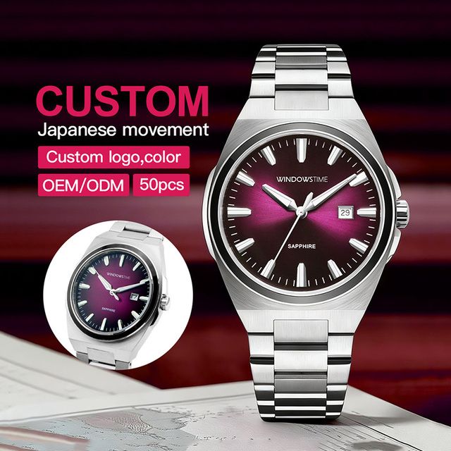 China Stainless Steel Custom Logo Waterproof Simple Pointer Dial Luxury Men's Quartz Watch with Sapphire Glass