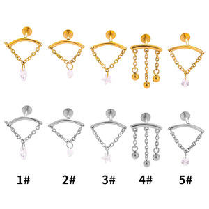 Piercing Labret en Acier Inoxydable 16G avec Pendentif Fleur en Zircon Cubique, Styles Variés, Bijoux de Piercing d'<span class=keywords><strong>Oreille</strong></span> en Gros - Product Image 2