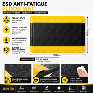 <span class=keywords><strong>Tapis</strong></span> de sol en <span class=keywords><strong>caoutchouc</strong></span> antistatique ESD anti-fatigue noir et jaune Leenol pour <span class=keywords><strong>atelier</strong></span> industriel - Product Image 2