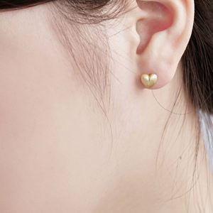 Dylam Stylish Minimalist Women <b>Fine</b> Jewelry Hypoallergenic S925 Silver 18K Gold Wire Texture Heart Shape <b>Stud</b> <b>Earrings</b> - Product Image 5