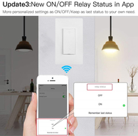 Interrupteur variateur intelligent WiFi Keygma KS-D01 pour application, éclairage mural, norme américaine, certifié ETL, courant maximal 10A, tension 250V, IP44, 3 interrupteurs