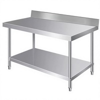 Table de préparation de cuisine commerciale à double niveau, finition polie, capacité de charge de 300 kg/m, pour hôtel et restaurant