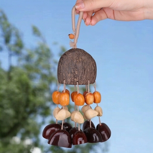 Wholesale Natural Fruit Shell <b>Wind</b> <b>Chime</b> Hand‑crafted Bodhi Seed Bell Pendant - Product Image 2