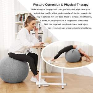 Ballon d'exercice ergonomique <span class=keywords><strong>Posture</strong></span> et soulagement des douleurs dorsales Assis Couverture en lin lavable Balance <span class=keywords><strong>Yoga</strong></span> Ball Chair - Product Image 4