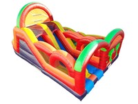 Divertido Tobogán Inflable con Obstáculos de Jungla Colorida, Equipo de Juego Infantil de PVC Resistente para Parques de Aventura