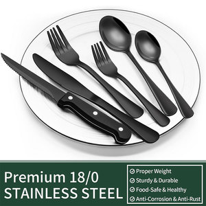 Juego de Cubiertos de Acero Inoxidable Negro de 24 Piezas, Cuchillo para Carne, Utensilios Pulidos de Grado Alimenticio, Vajilla de Cocina, Juego de Comedor para el Hogar - Product Image 4