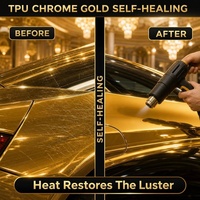 Film de protection de peinture (PPF) en TPU chromé or 1,52*15m 7,5 mil, effet miroir de luxe auto-réparant, pour voiture
