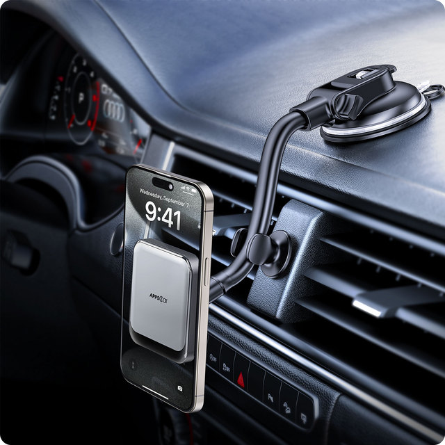 Adjustable Height 360 Degree Rotation Portable Magnetic Dashboard Windshield Car Phone Holder for 4.8-6.7 Inch Smartphones