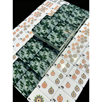 Juego de Mahjong Americano de 160 Fichas, Acrílico de 4 Capas, Verde Jade Marmoleado, Grabado en Bambú, Juego de Lujo para Noche de Juegos, Personalizado OEM
