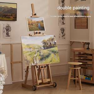 Chevalet <span class=keywords><strong>de</strong></span> studio en bois <span class=keywords><strong>de</strong></span> hêtre finition noyer, robuste, pliable, avec roulettes, hauteur réglable, inclinable, pour <span class=keywords><strong>peinture</strong></span>, modèle HXS - Product Image 3